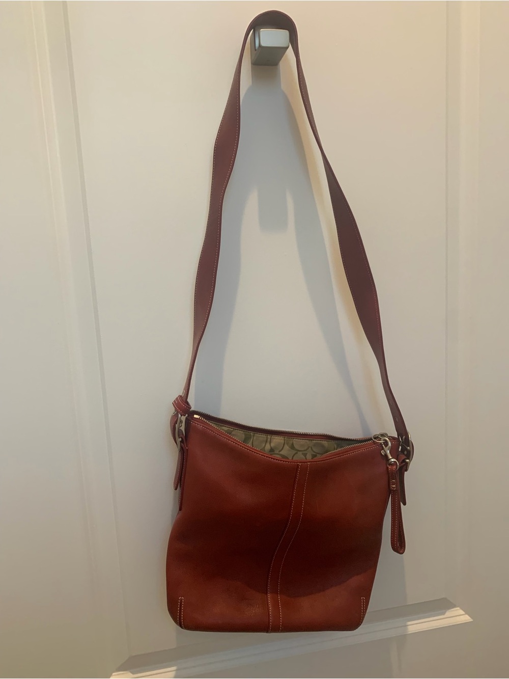Coach Red Leather Shoulder Bag & Wallet Set